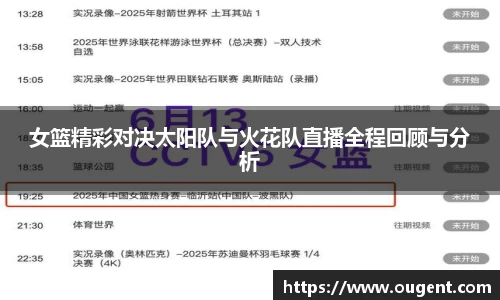 女篮精彩对决太阳队与火花队直播全程回顾与分析